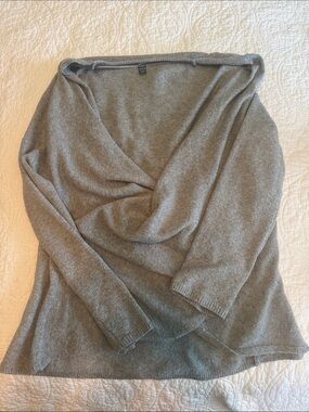 Joe Fresh Gray Draped V-Neck Knit Sweater